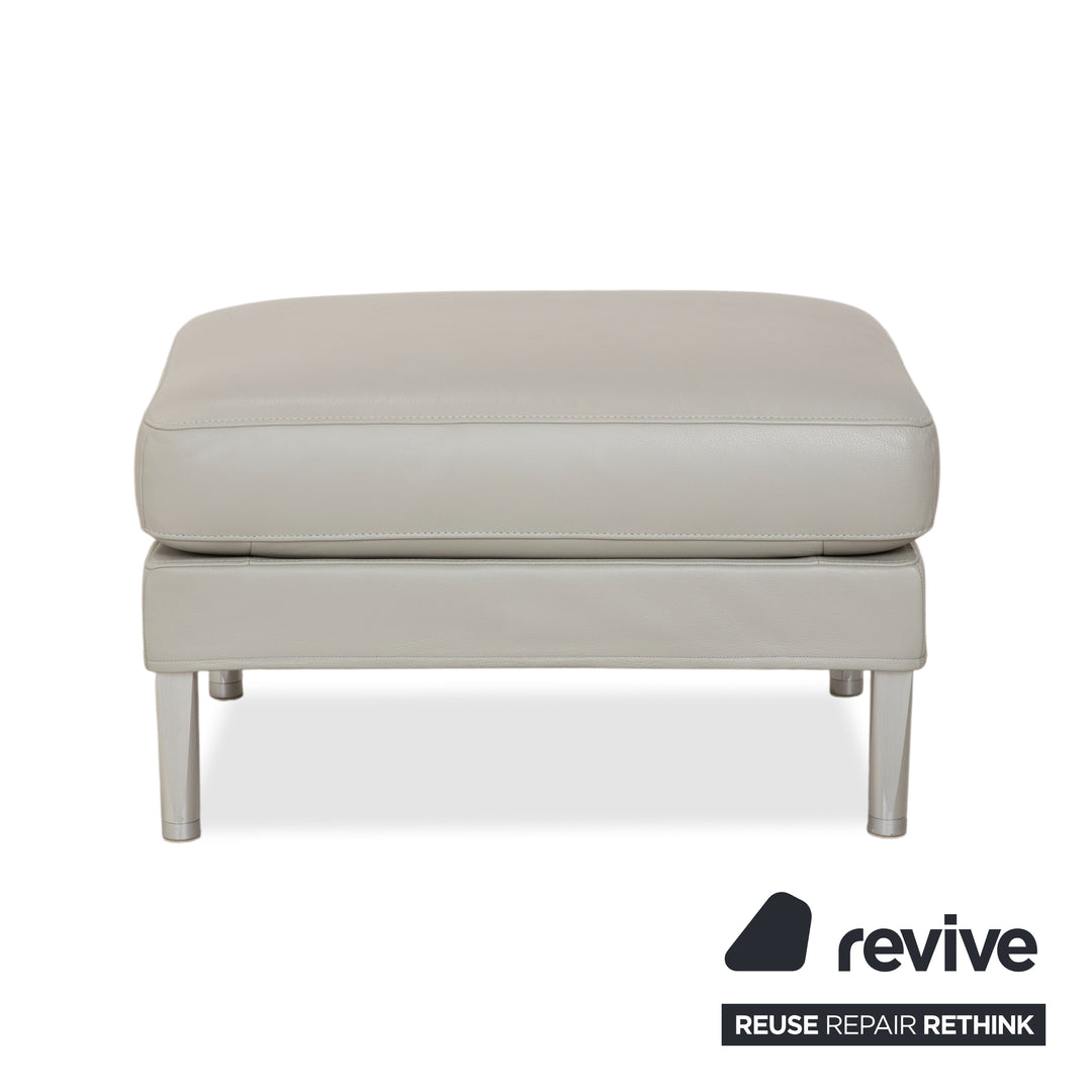FSM Clarus Leather Three-Seater Ottoman Grey Pebble Sofa Couch Manual Function
