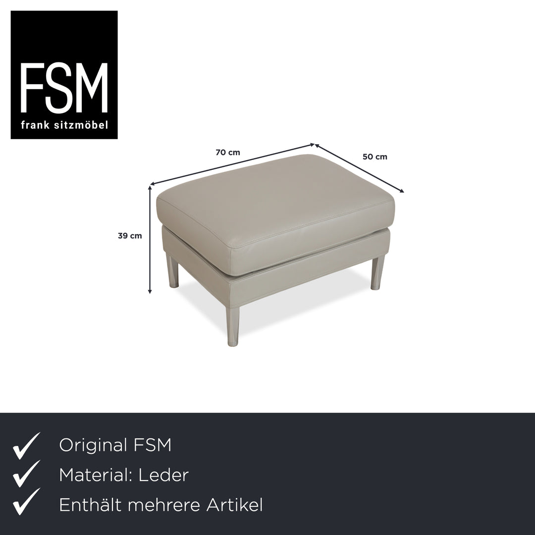 FSM Clarus Leder Dreisitzer Hocker Grau Kiesel Sofa Couch manuelle Funktion