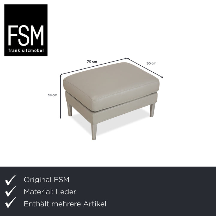 FSM Clarus Leder Dreisitzer Hocker Grau Kiesel Sofa Couch manuelle Funktion