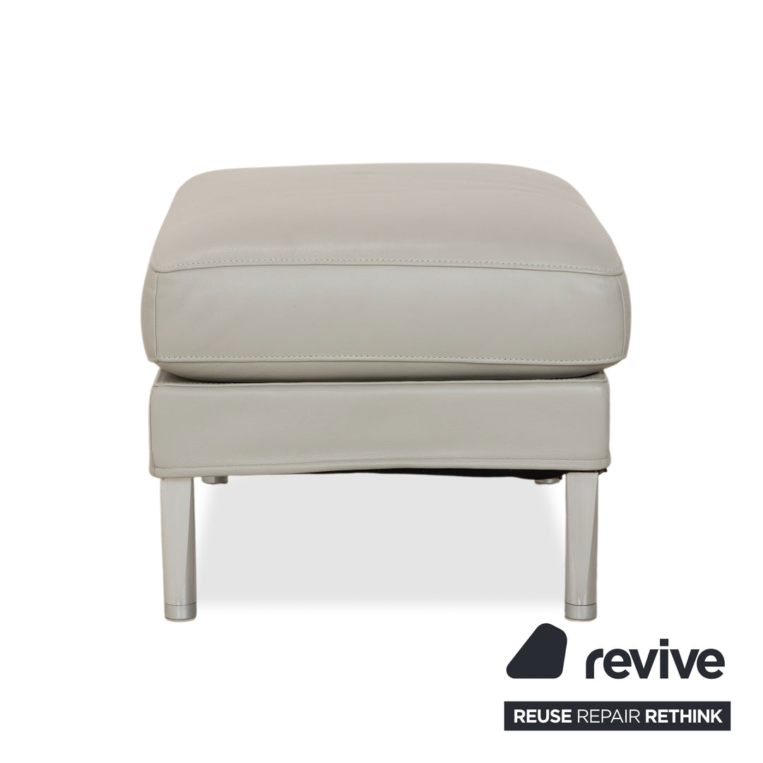 FSM Clarus Leather Three-Seater Ottoman Grey Pebble Sofa Couch Manual Function