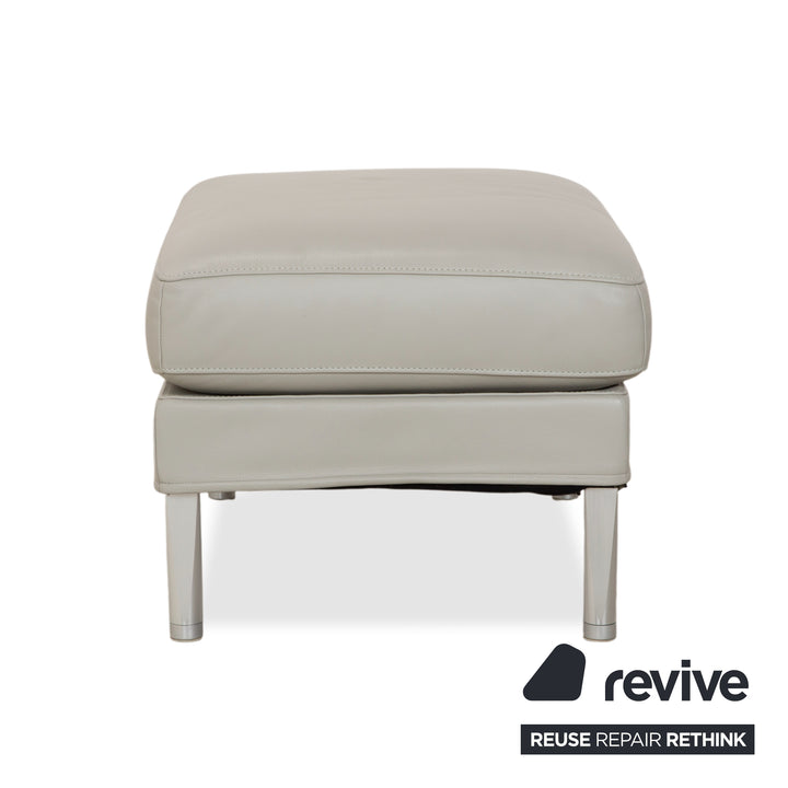 FSM Clarus Leather Three-Seater Ottoman Grey Pebble Sofa Couch Manual Function