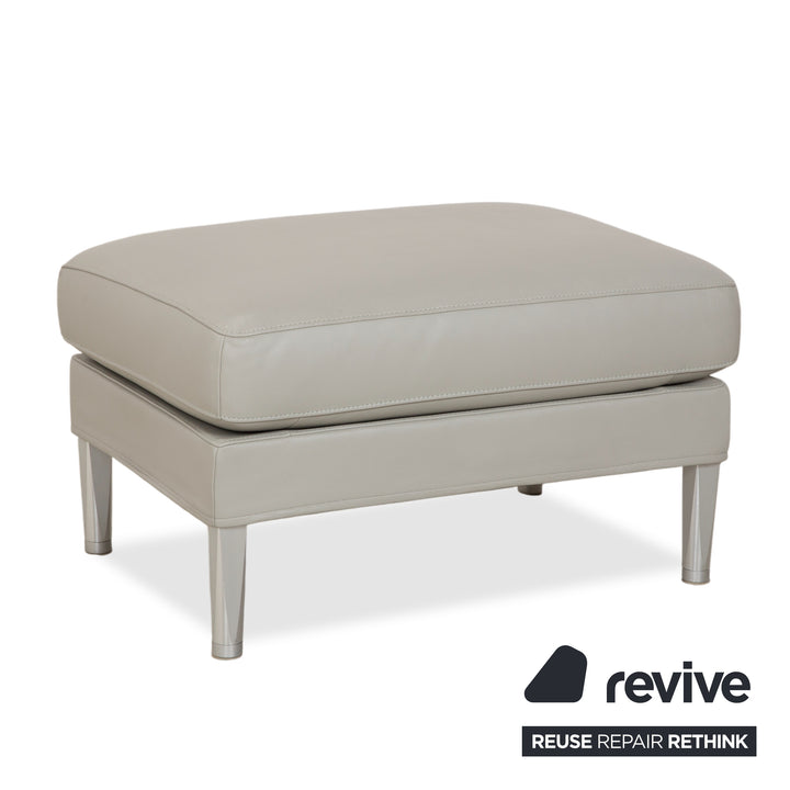 FSM Clarus Leather Three-Seater Ottoman Grey Pebble Sofa Couch Manual Function