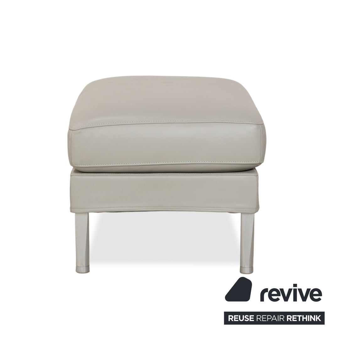 FSM Clarus Leather Three-Seater Ottoman Grey Pebble Sofa Couch Manual Function