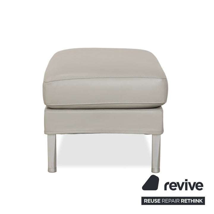FSM Clarus Leather Three-Seater Ottoman Grey Pebble Sofa Couch Manual Function