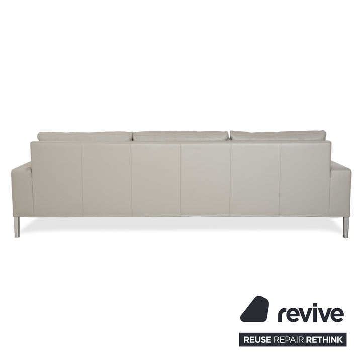 FSM Clarus Leder Dreisitzer Hocker Grau Kiesel Sofa Couch manuelle Funktion