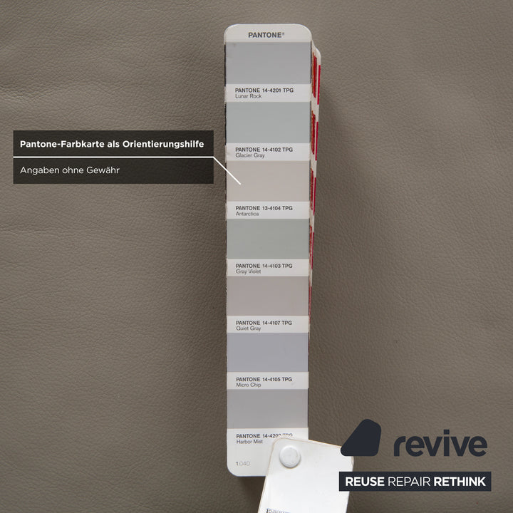 FSM Clarus Leder Dreisitzer Hocker Grau Kiesel Sofa Couch manuelle Funktion