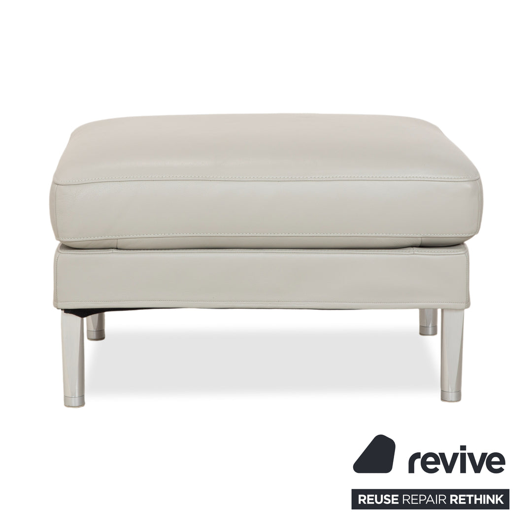 FSM Clarus Leder Dreisitzer Hocker Grau Kiesel Sofa Couch manuelle Funktion