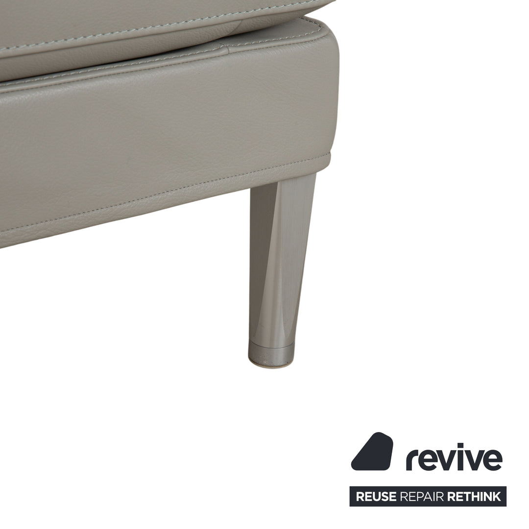 Canapé ottoman trois places en cuir FSM Clarus, gris galet, avec fonction manuelle