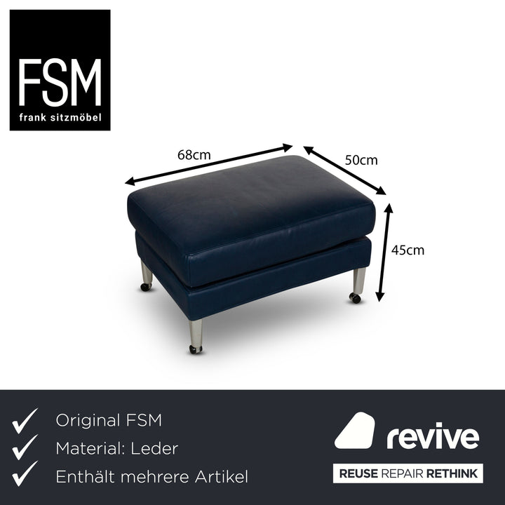 FSM Clarus Leder Dreisitzer Sessel Hocker Blau Braun manuelle Funktion