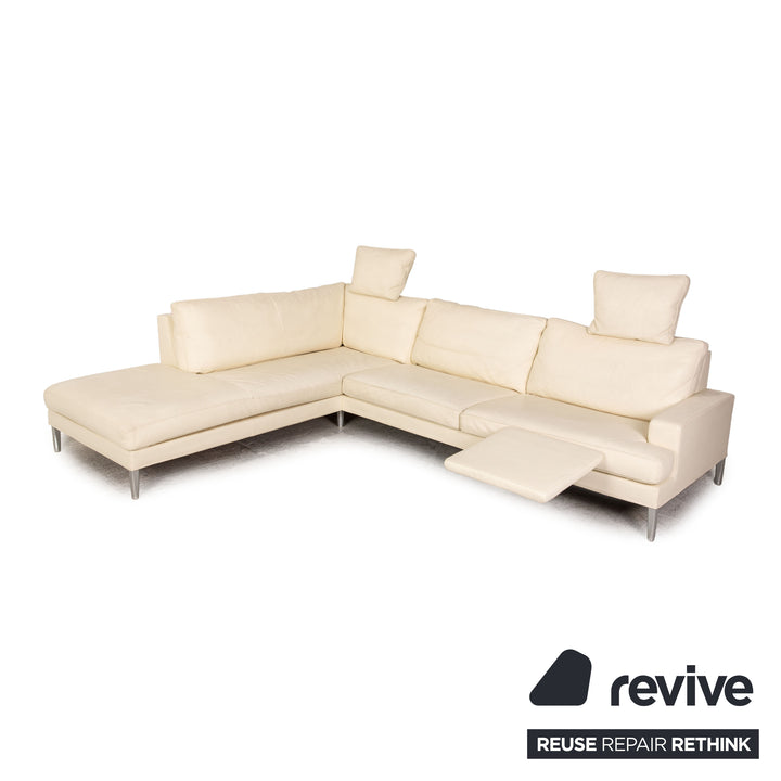 FSM Clarus leather corner sofa cream sofa couch function recamier left