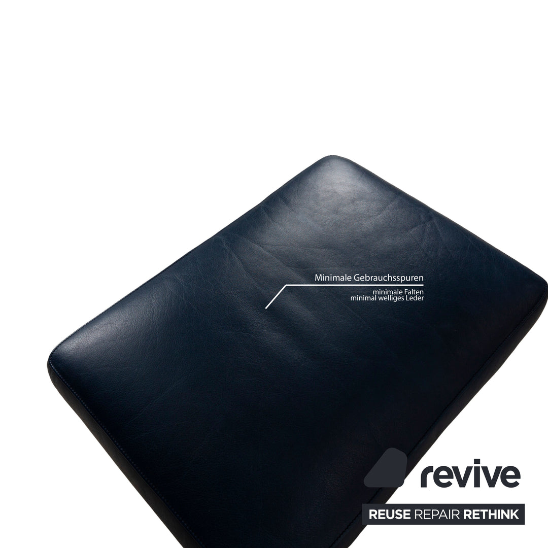 Tabouret en cuir FSM Clarus bleu