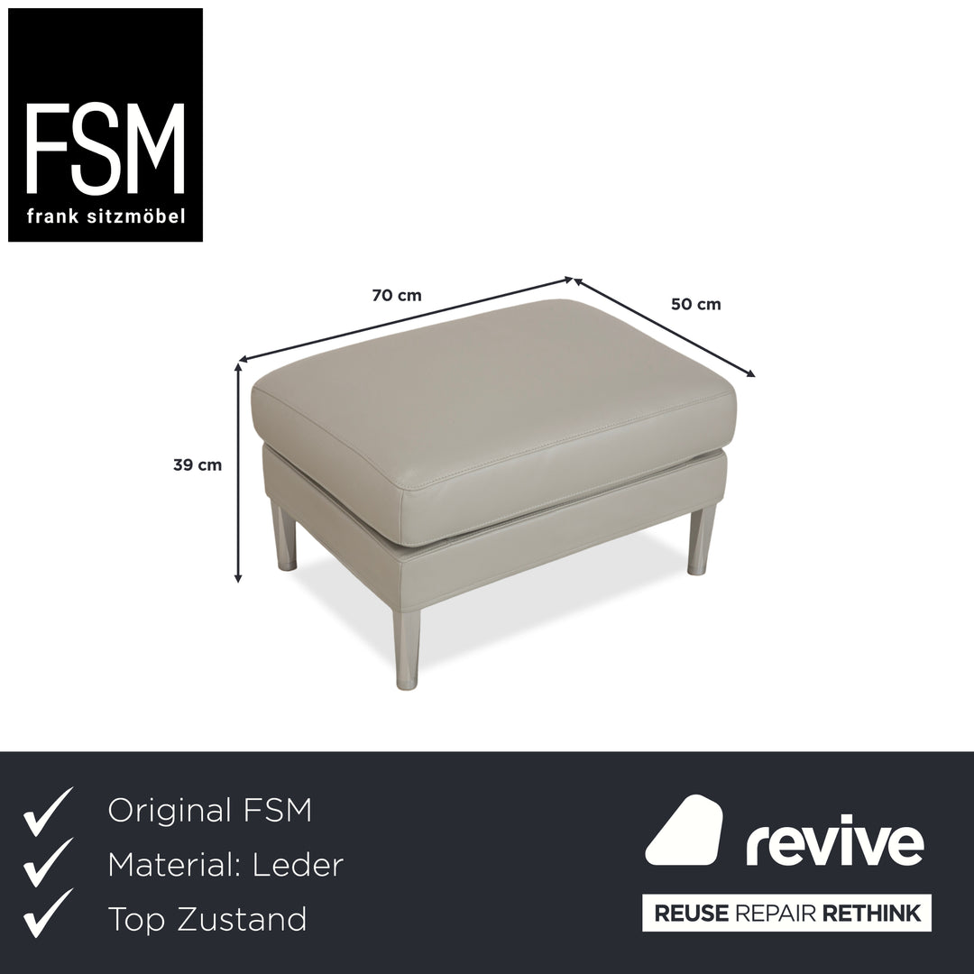 FSM Clarus Leder Hocker Grau Kiesel
