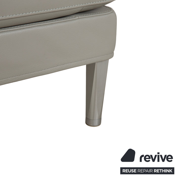 FSM Clarus Leder Hocker Grau Kiesel