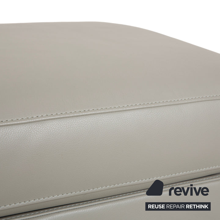 FSM Clarus Leder Hocker Grau Kiesel