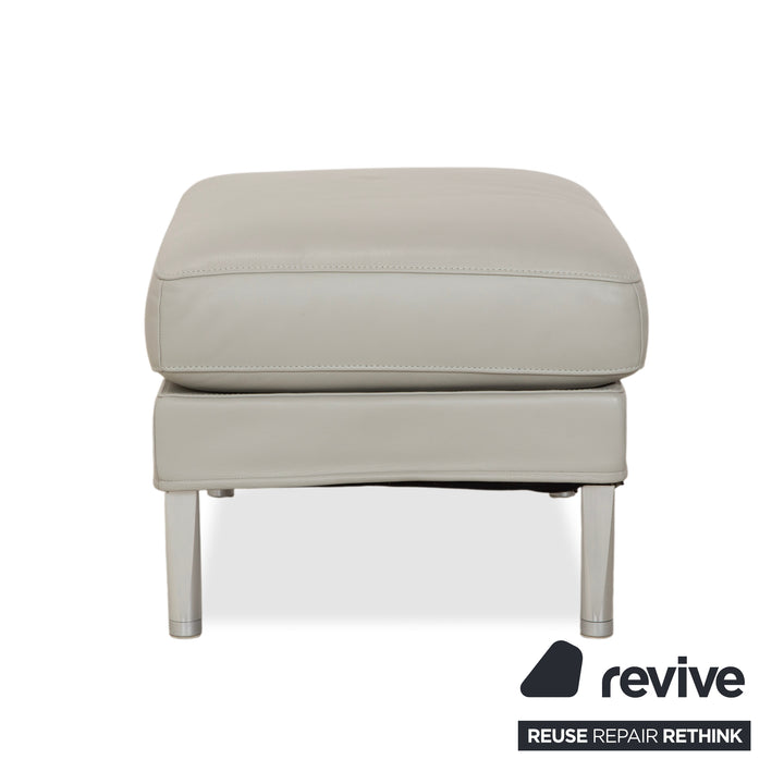 FSM Clarus Leder Hocker Grau Kiesel