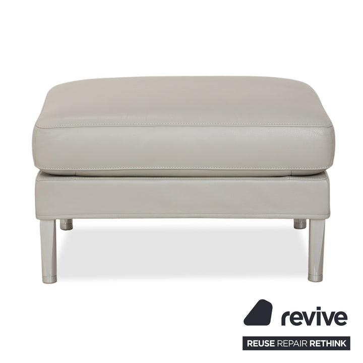 FSM Clarus Leder Hocker Grau Kiesel