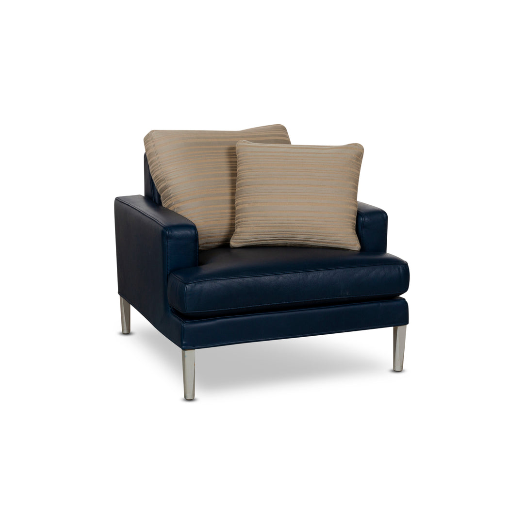 Fauteuil en cuir FSM Clarus bleu marron