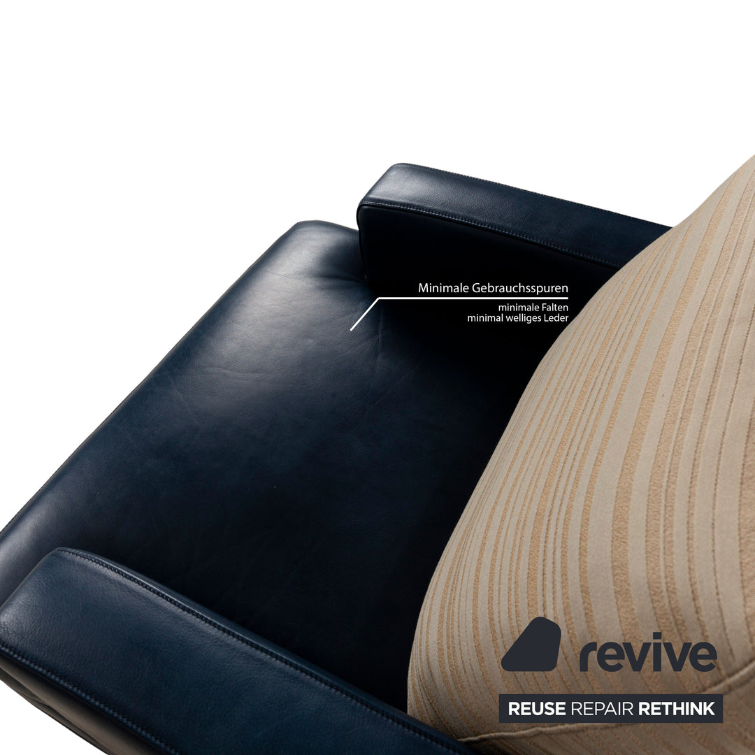 FSM Clarus Leather Armchair Blue Brown