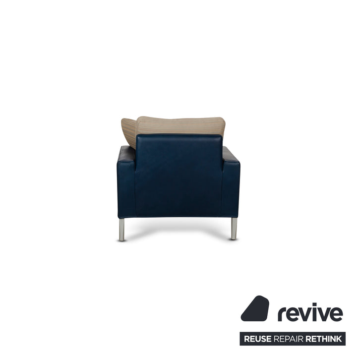 FSM Clarus Leather Armchair Blue Brown