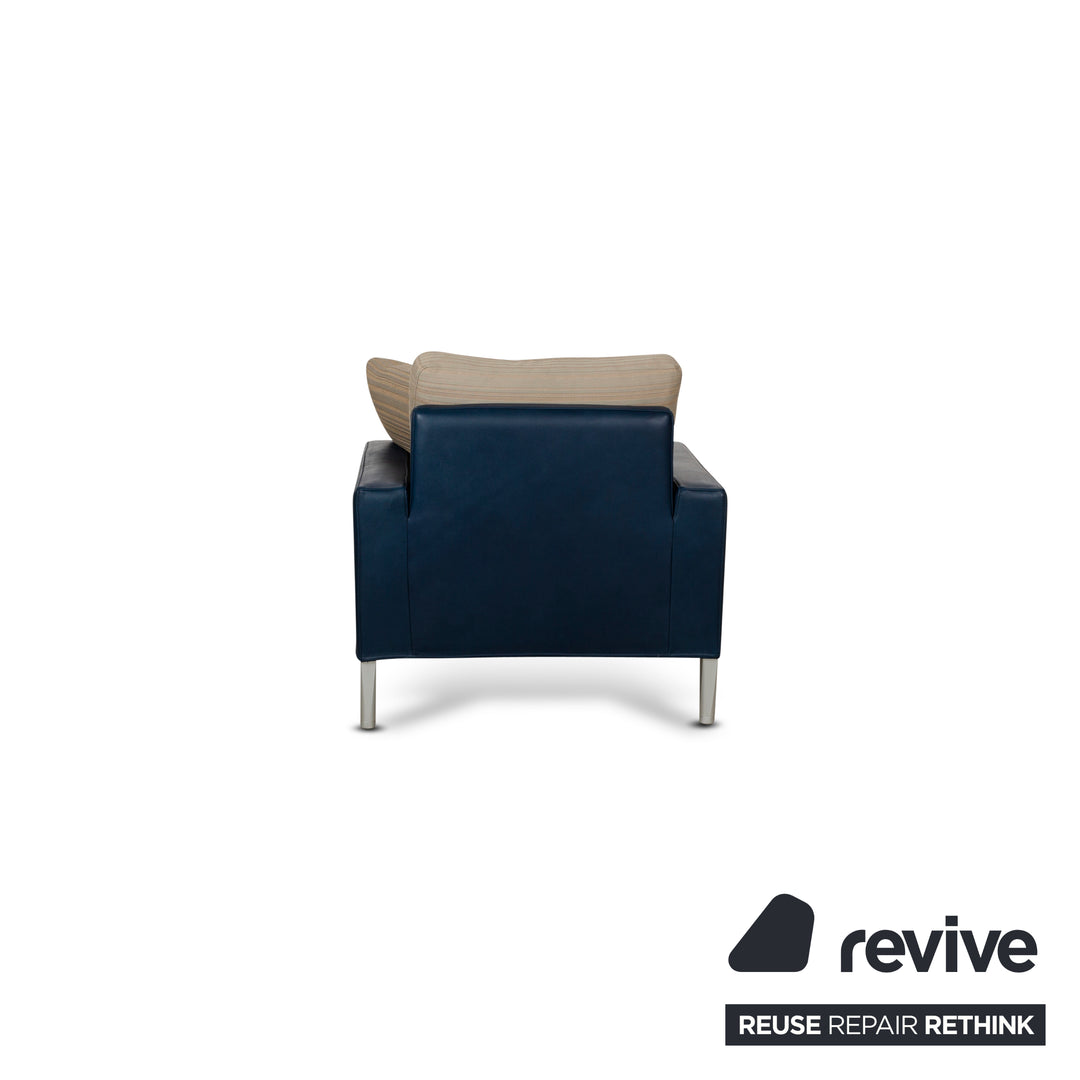 Fauteuil en cuir FSM Clarus bleu marron