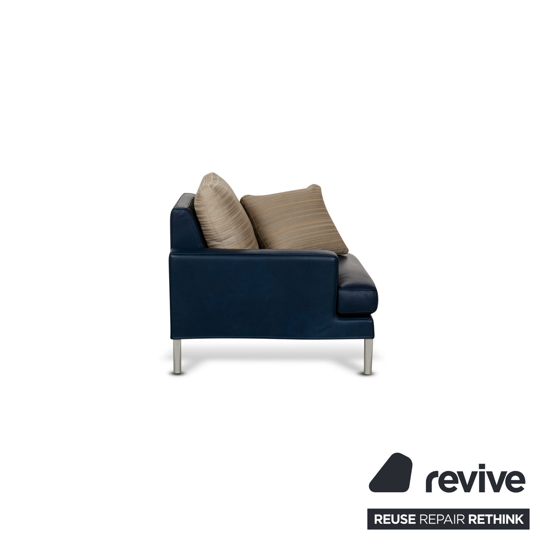 FSM Clarus Leather Armchair Blue Brown