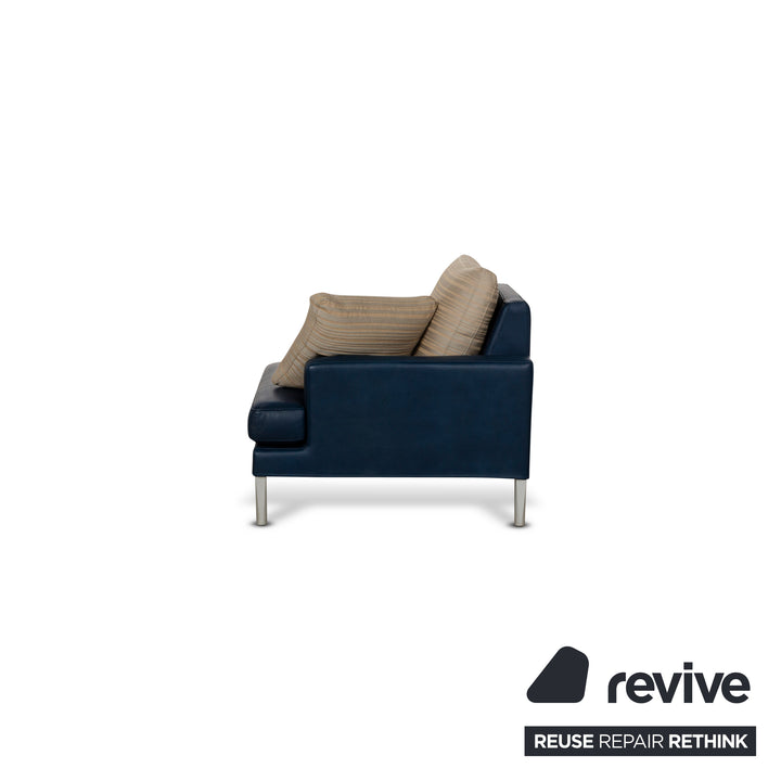 FSM Clarus Leather Armchair Blue Brown