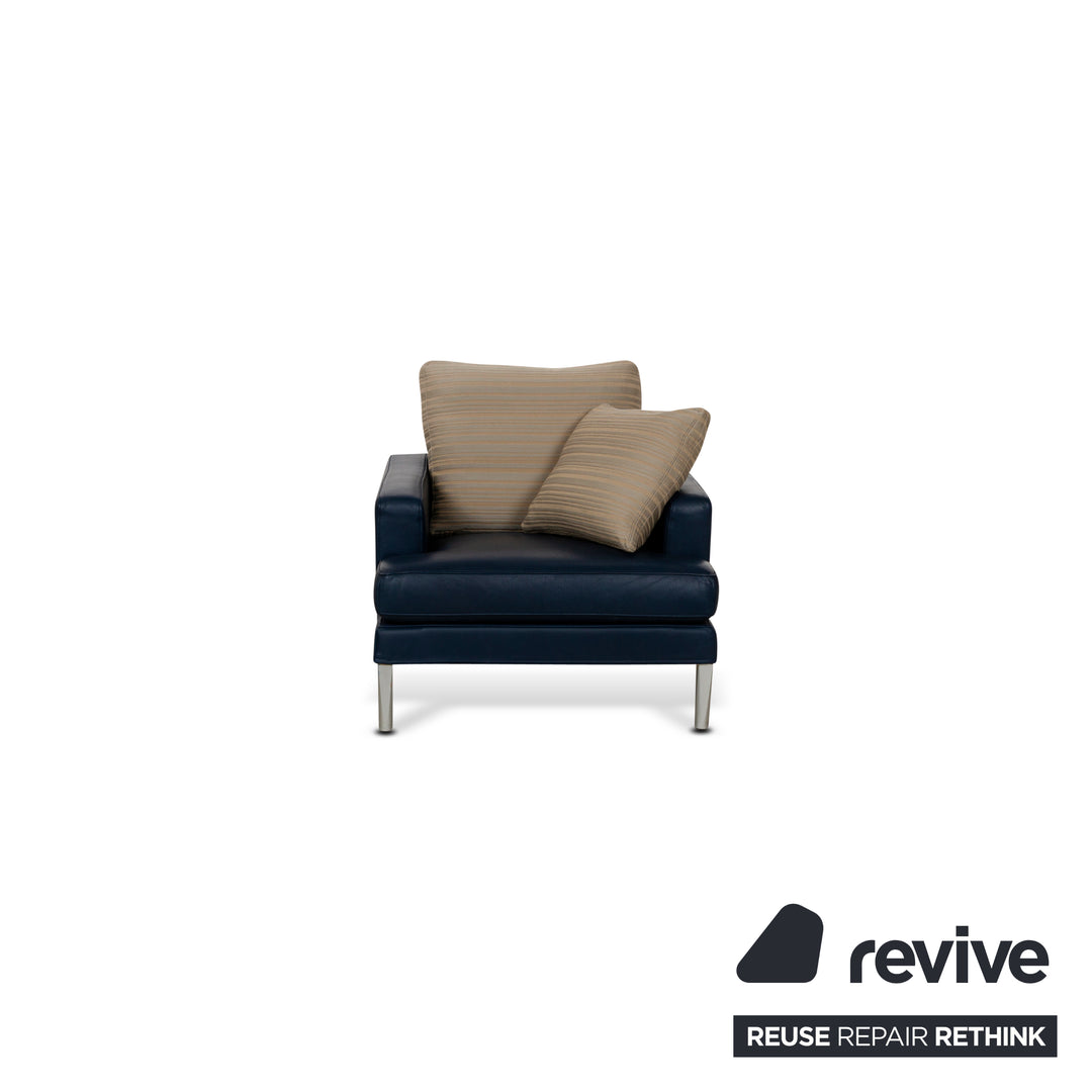 FSM Clarus Leather Armchair Blue Brown
