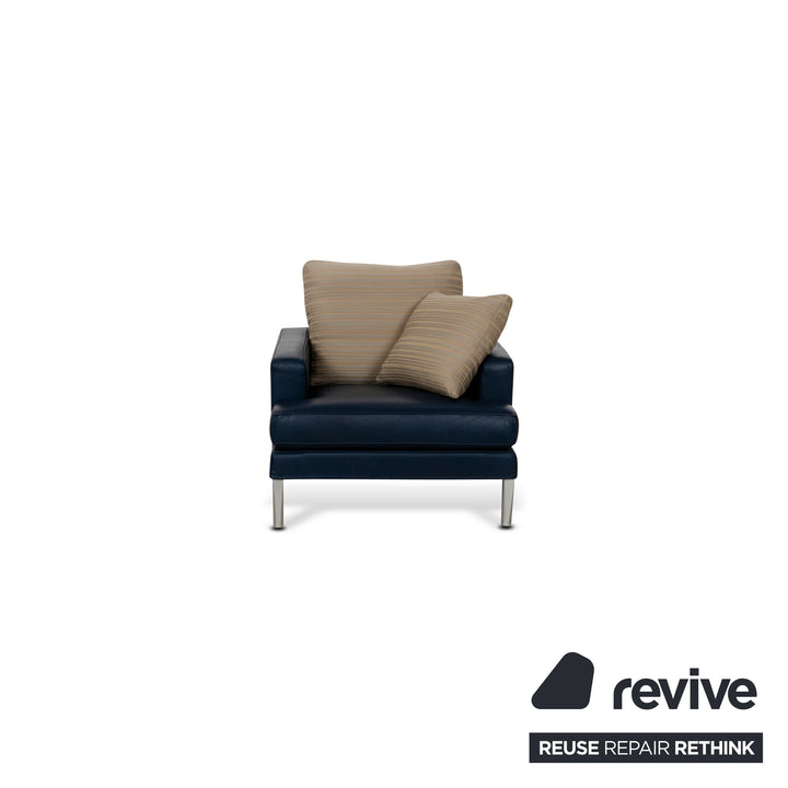 FSM Clarus Leather Armchair Blue Brown