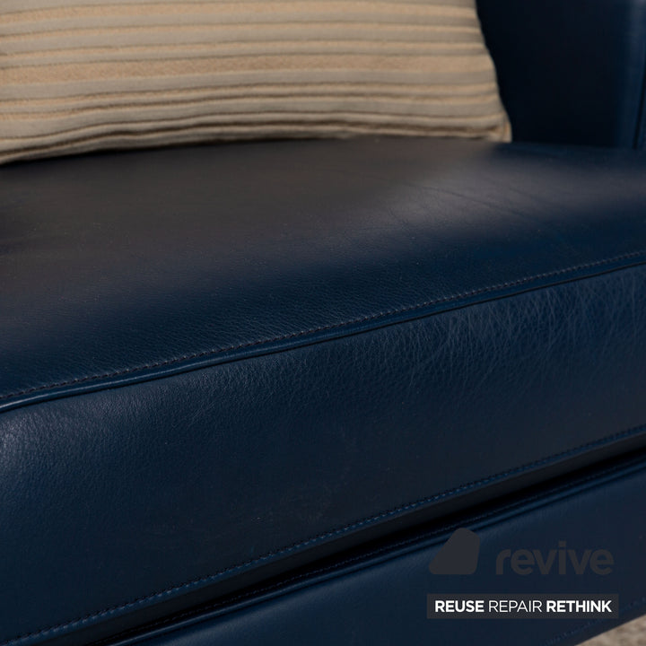 FSM Clarus Leather Armchair Blue Brown