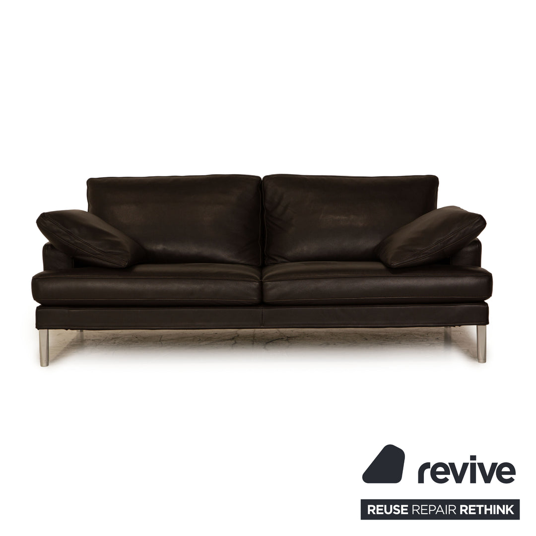 FSM Clarus Leder Sofa Garnitur Braun Dunkelbraun Dreisitzer Zweisitzer Couch
