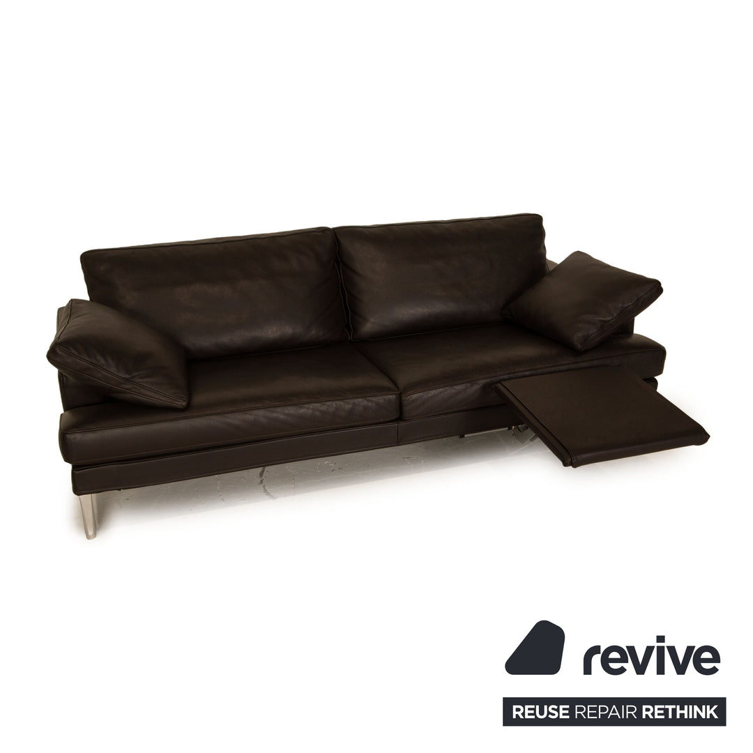 FSM Clarus Leder Sofa Garnitur Braun Dunkelbraun Dreisitzer Zweisitzer Couch
