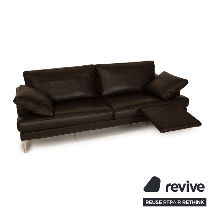 FSM Clarus Leder Sofa Garnitur Braun Dunkelbraun Dreisitzer Zweisitzer Couch
