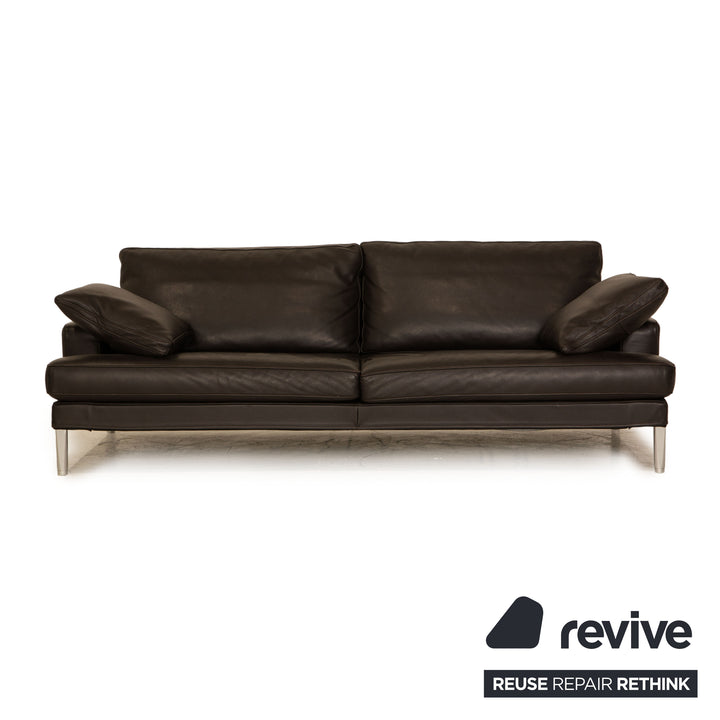 FSM Clarus Leder Sofa Garnitur Braun Dunkelbraun Dreisitzer Zweisitzer Couch