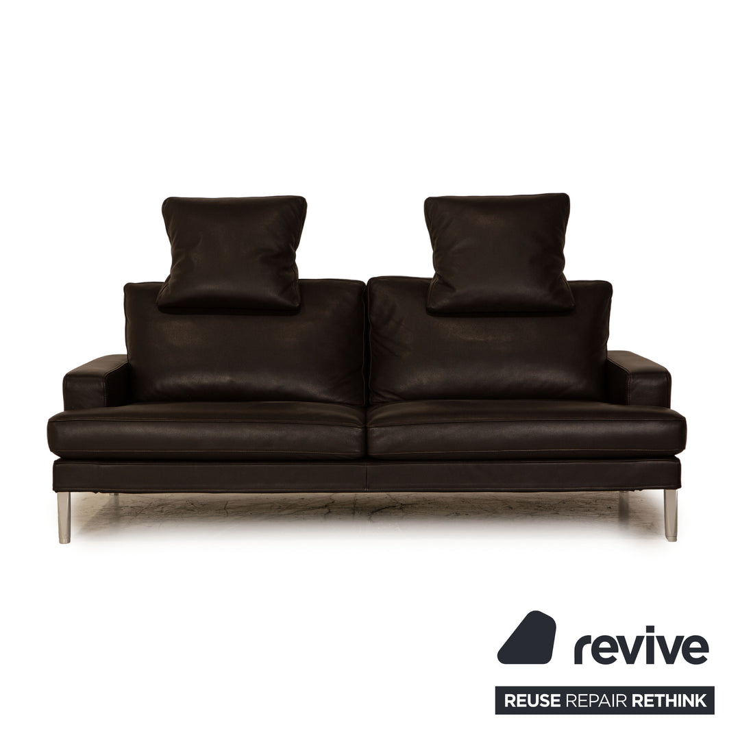 FSM Clarus Leder Sofa Garnitur Braun Dunkelbraun Dreisitzer Zweisitzer Couch