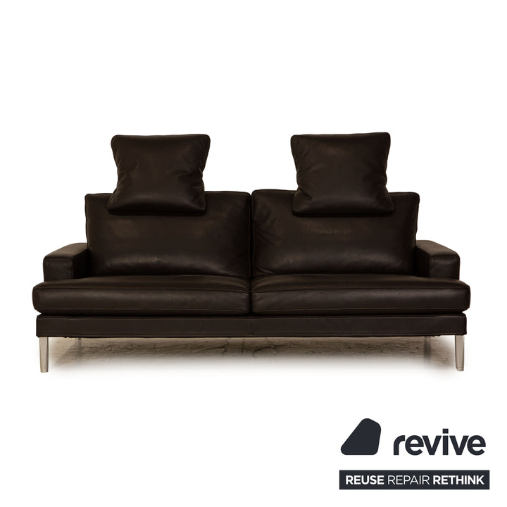 FSM Clarus Leder Sofa Garnitur Braun Dunkelbraun Dreisitzer Zweisitzer Couch