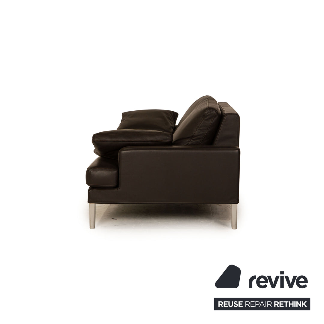 FSM Clarus Leder Sofa Garnitur Braun Dunkelbraun Dreisitzer Zweisitzer Couch