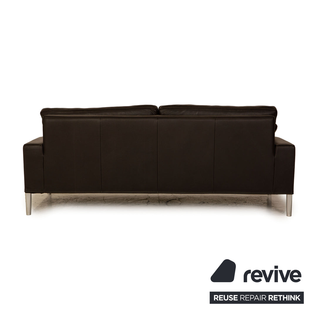 FSM Clarus Leder Sofa Garnitur Braun Dunkelbraun Dreisitzer Zweisitzer Couch