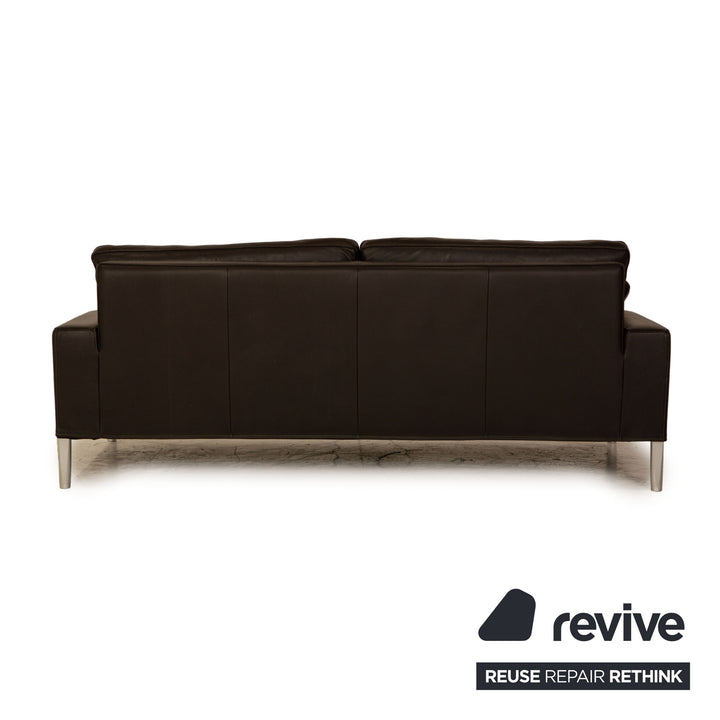 FSM Clarus Leder Sofa Garnitur Braun Dunkelbraun Dreisitzer Zweisitzer Couch