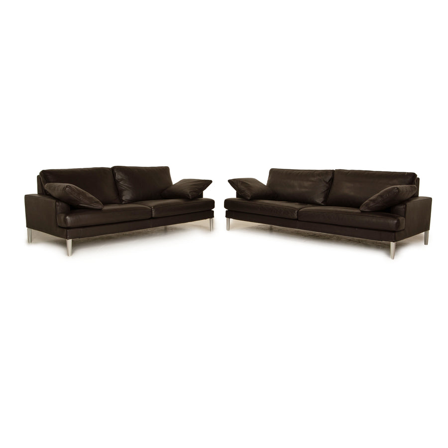 FSM Clarus leather sofa set brown dark brown three-seater two-seater couch