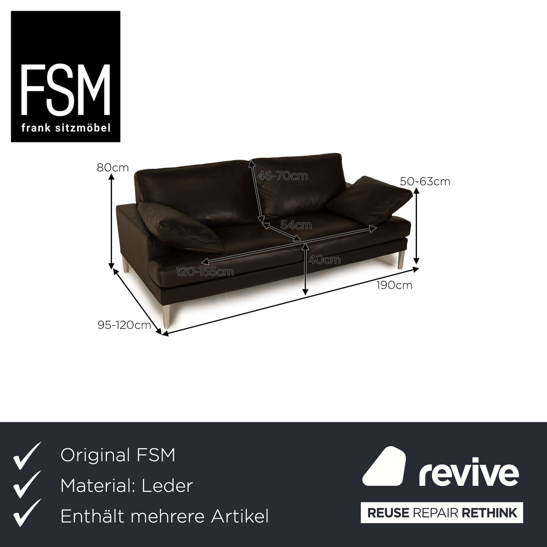 FSM Clarus Leder Sofa Garnitur Braun Dunkelbraun Dreisitzer Zweisitzer Couch