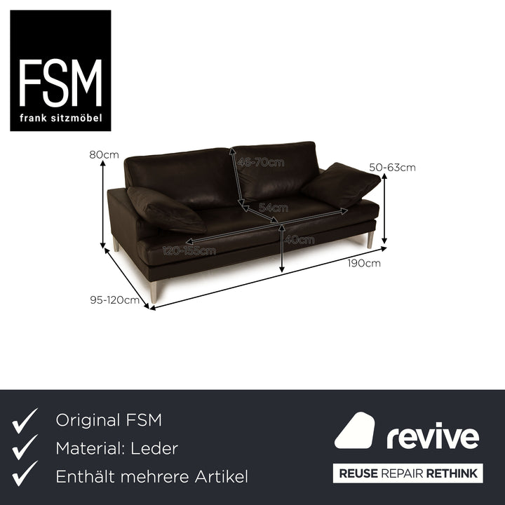 FSM Clarus Leder Sofa Garnitur Braun Dunkelbraun Dreisitzer Zweisitzer Couch