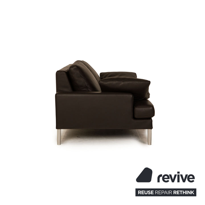 FSM Clarus Leder Sofa Garnitur Braun Dunkelbraun Dreisitzer Zweisitzer Couch