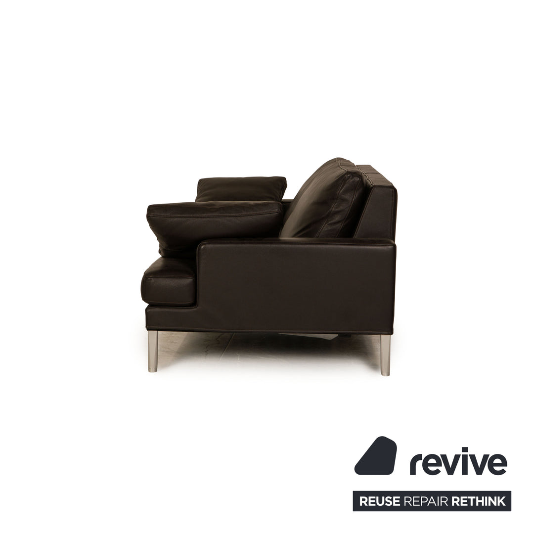 FSM Clarus Leder Sofa Garnitur Braun Dunkelbraun Dreisitzer Zweisitzer Couch