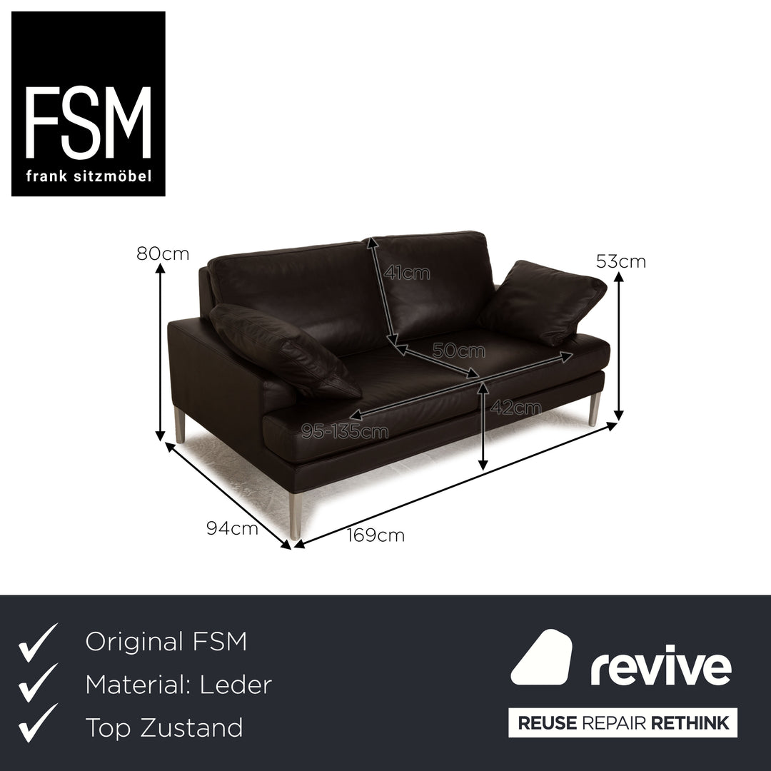 FSM Clarus Leather Two Seater Brown Sofa Couch Manual Function