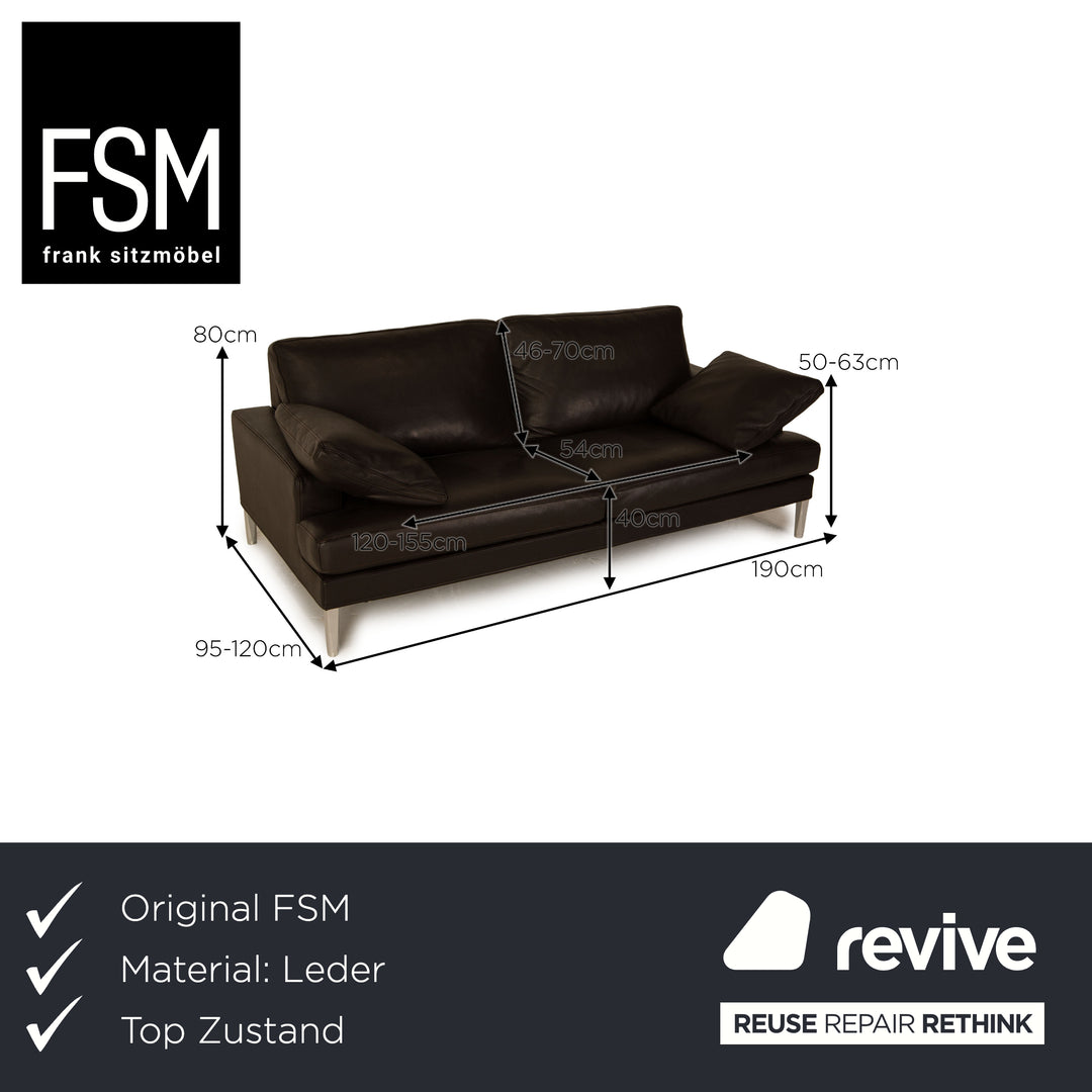FSM Clarus Leather Two Seater Brown Dark Brown Sofa Couch