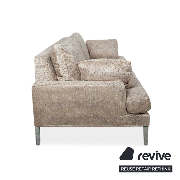FSM Clarus Stoff Dreisitzer Grau Beige Meliert Sofa Couch manuelle Funktion