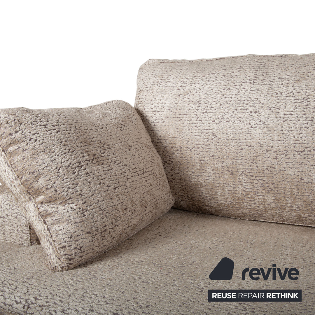 FSM Clarus Stoff Dreisitzer Grau Beige Meliert Sofa Couch manuelle Funktion