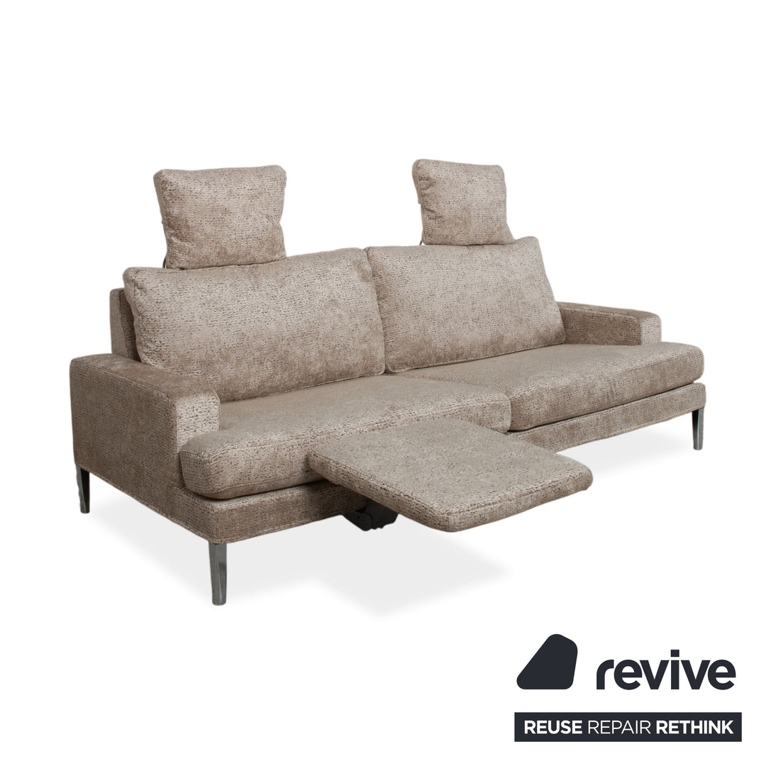 FSM Clarus Stoff Dreisitzer Grau Beige Meliert Sofa Couch manuelle Funktion