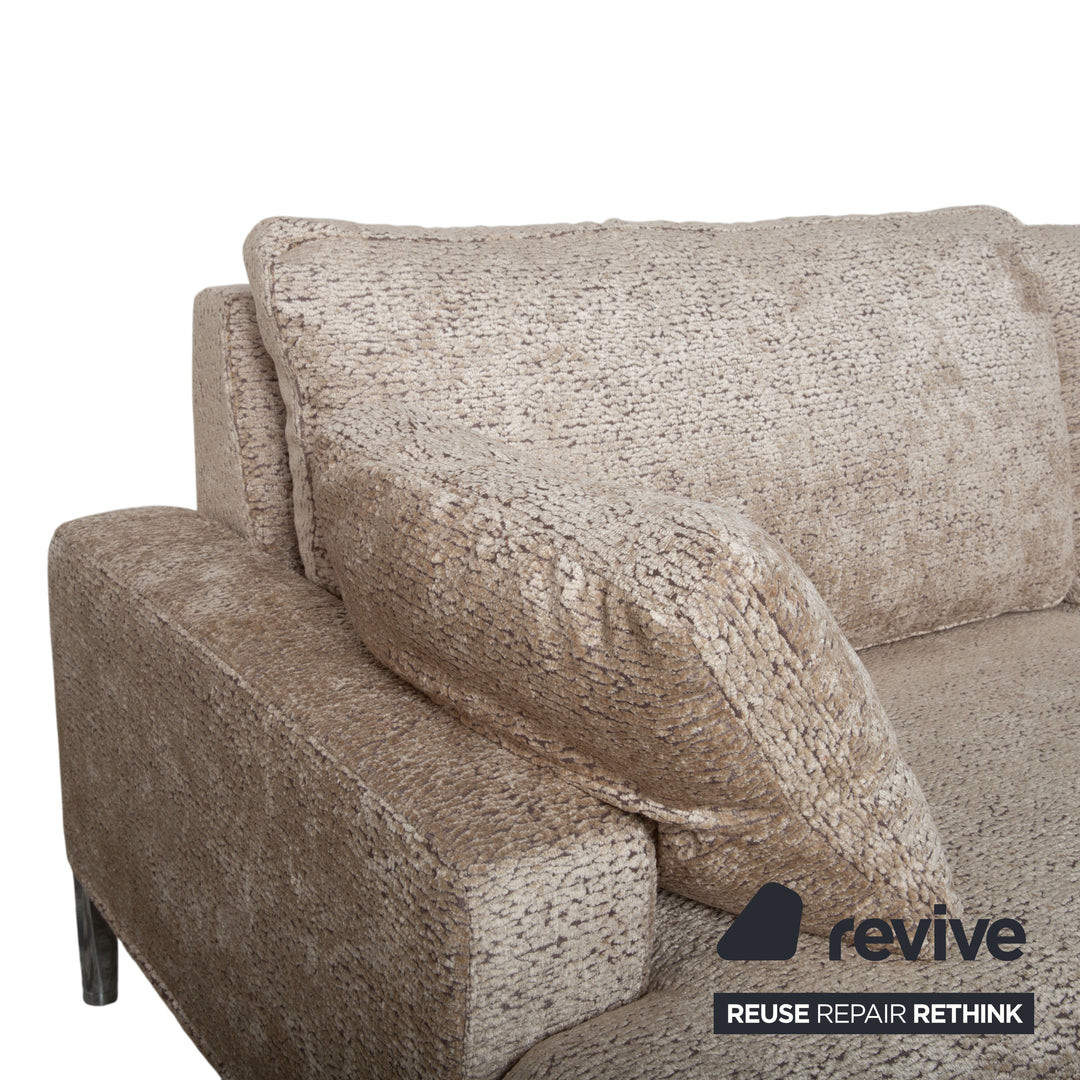 FSM Clarus Stoff Dreisitzer Grau Beige Meliert Sofa Couch manuelle Funktion