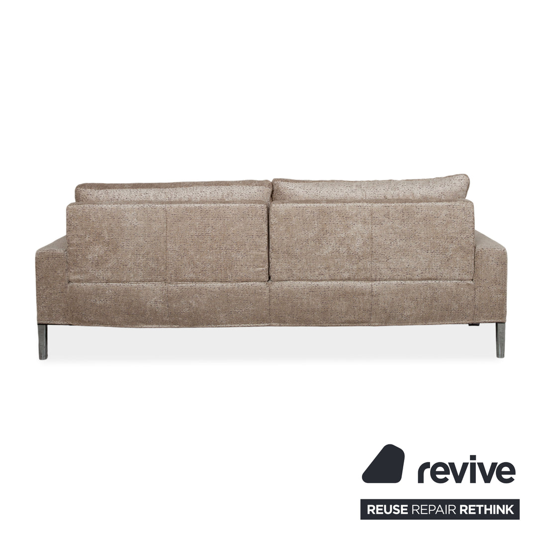 FSM Clarus Stoff Dreisitzer Grau Beige Meliert Sofa Couch manuelle Funktion
